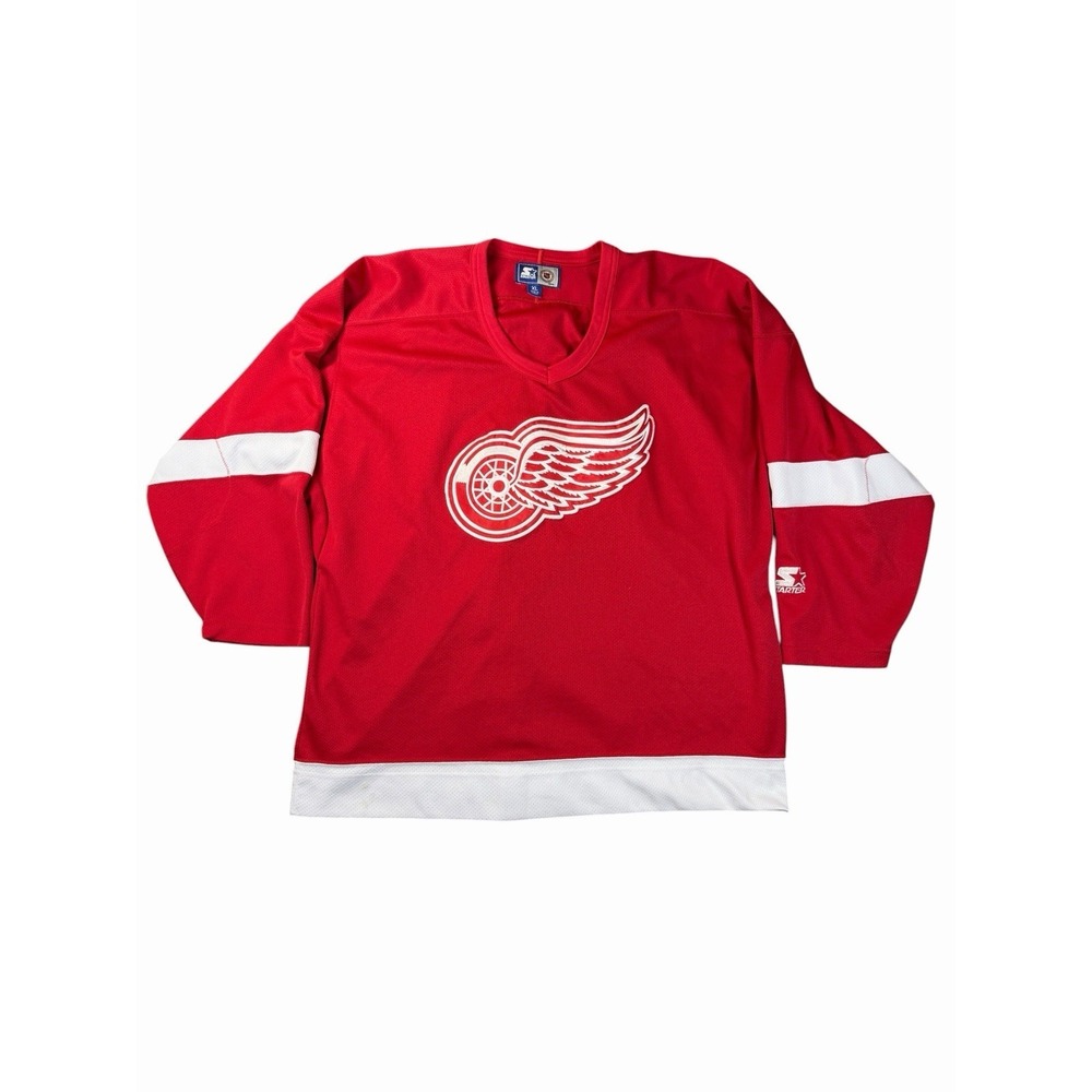 Vintage Starter Detroit Red Wings Jersey Mens XL NHL Hockey Red Pullover